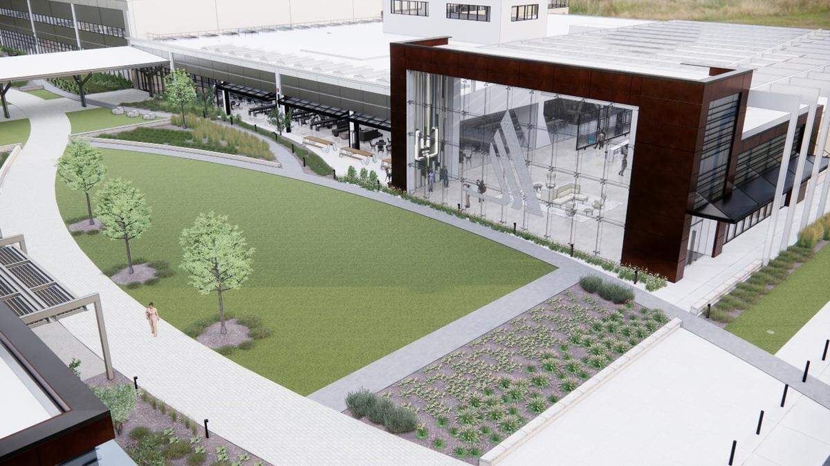 A rendering of Albemarle Corp.’s $200 million facility planned in Charlotte’s University City area that will focus on lithium and battery technology.
