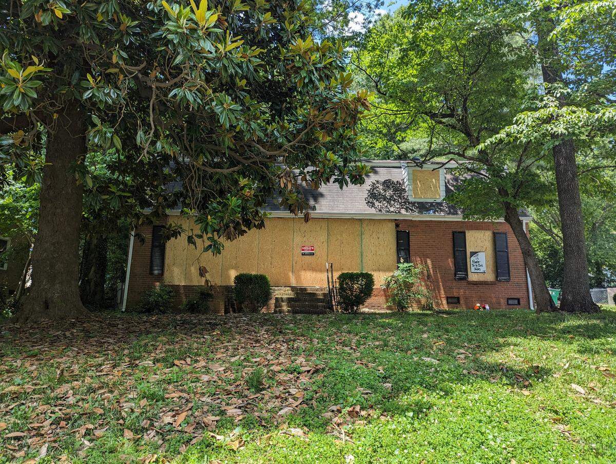 The homeowner of 5525 Galway Drive in east Charlotte, shown May 21, 2024, was responsible for securing the property according to the city of Charlotte, after it was severely damaged during a police shootout April 29 serving a warrant.