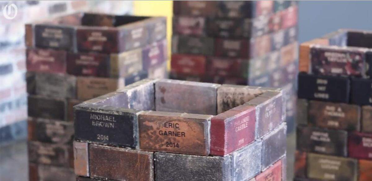 These bricks honor the memory of Black and brown people killed by police, and are part of the new ”Inter | Sectionality: Diaspora Art from the Creole City” exhibit at the Harvey B. Gantt Center for African-American Art + Culture.