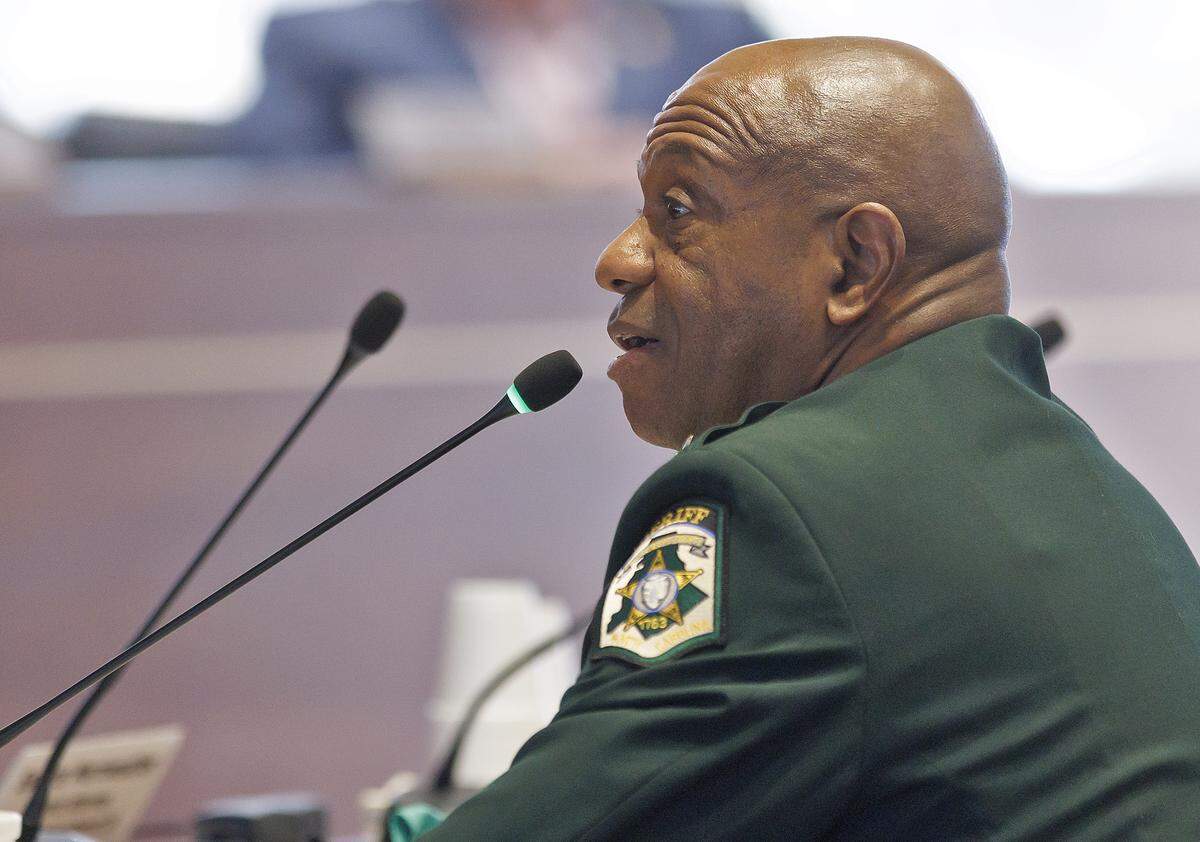 Mecklenburg County Sheriff Garry McFadden testifies before the House Select Committee on Oversight and Reform on Monday, Feb. 9, 2026, at the North Carolina Legislative Building.