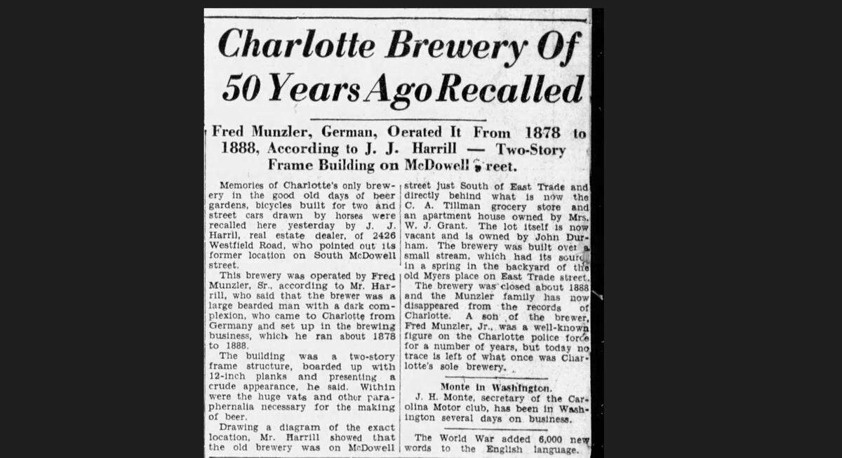 Article in The Charlotte Observer on June 18, 1933