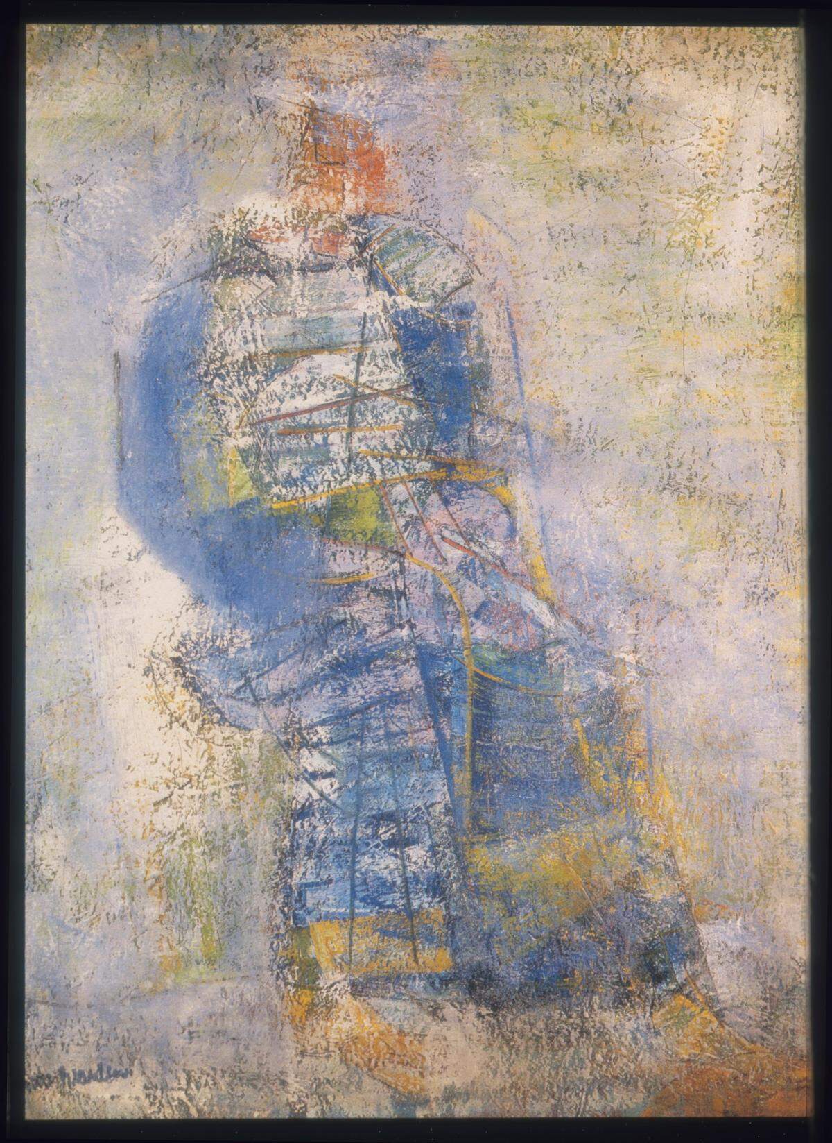 Romare Bearden, “Blue Lady,” 1955. Oil on canvas, 40 × 31 1/4 inches, an example of his abstract expressionism phase and a tribute to Monet’s palette.