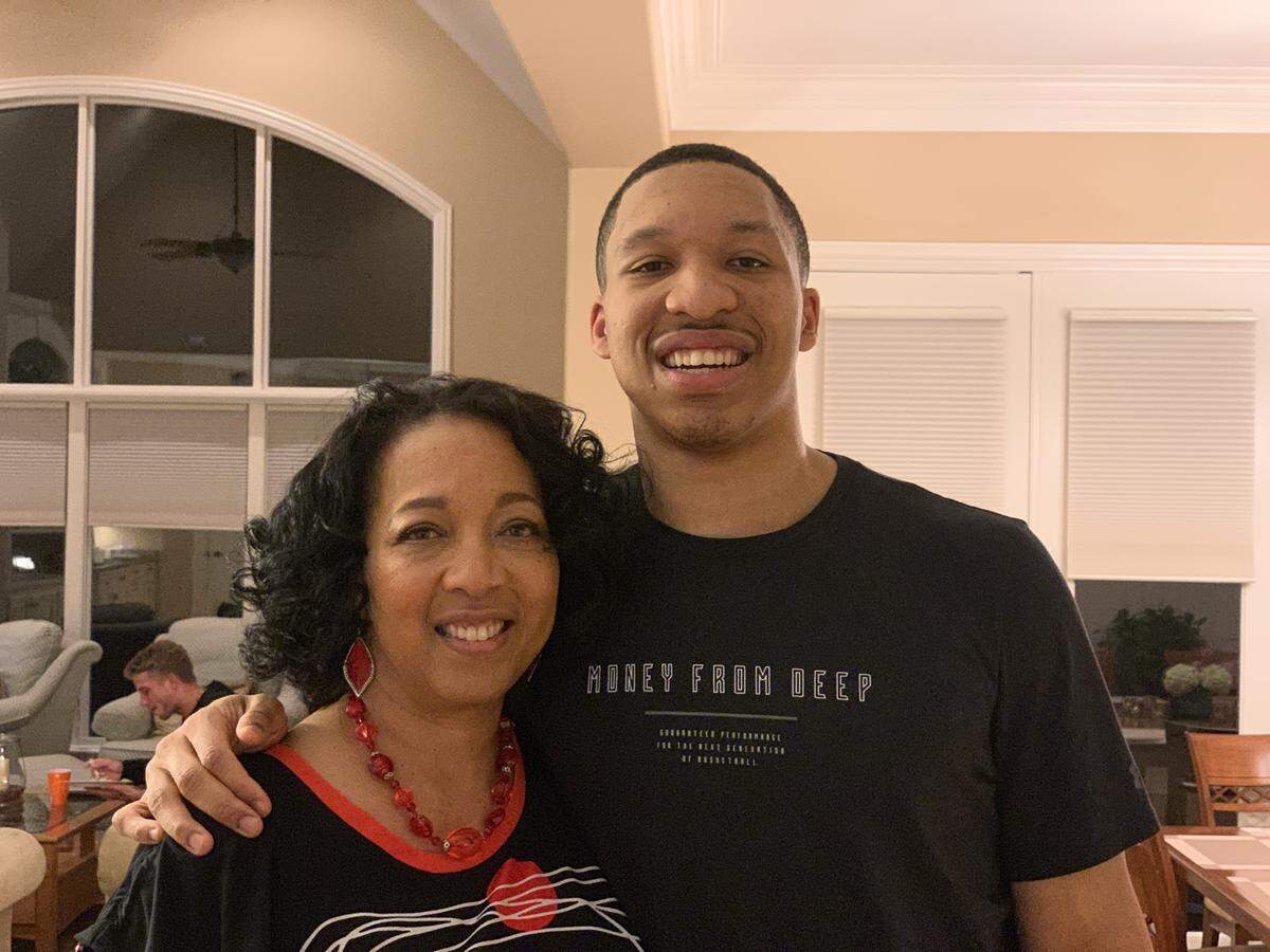 New Boston Celtics draft pick Grant Williams celebrated with his mother, Teresa Johnson, at a special draft party Thursday in Ballantyne.