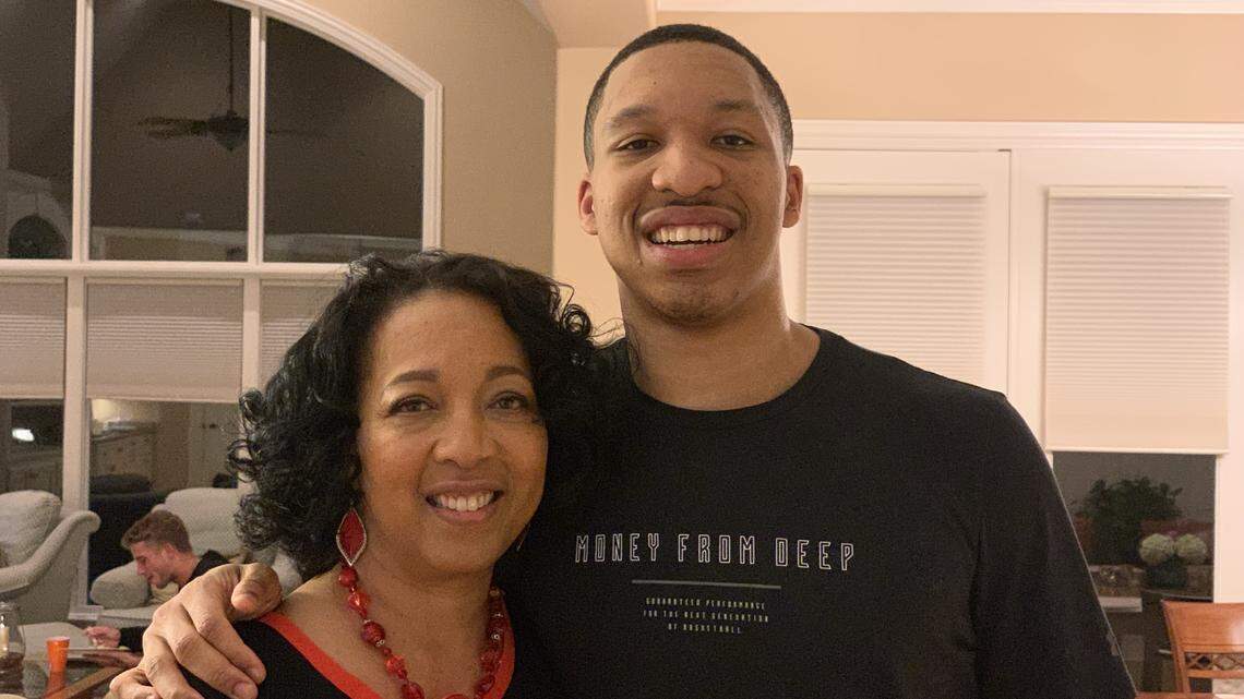 New Boston Celtics draft pick Grant Williams celebrated with his mother, Teresa Johnson, at a special draft party Thursday in Ballantyne