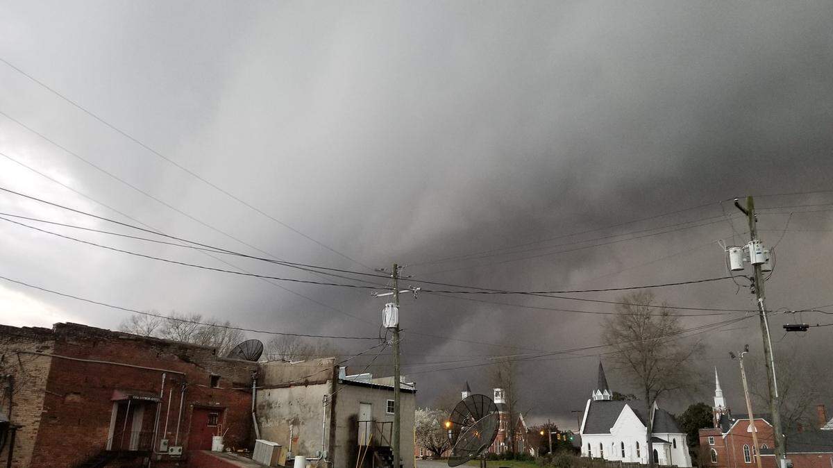 Andy Bagwell took this photo of a funnel cloud over Abbeville, S.C., just before it touched down Friday night.