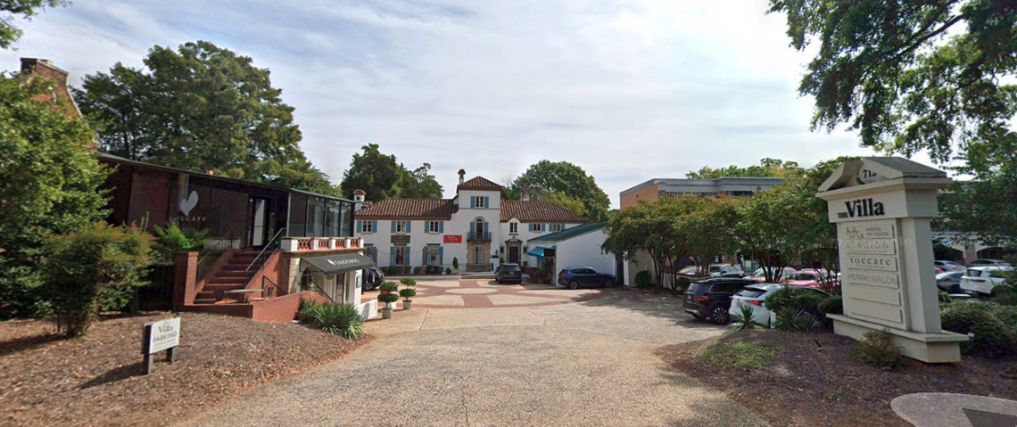 The historical villa of the late Charlotte socialite Blanche Reynolds-Gourmajenko is located on Providence Road in Charlotte. It is now home to restaurants and a salon.