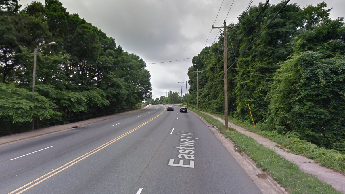 The 300 block of Eastway Drive where the pedestrian was struck, say police.