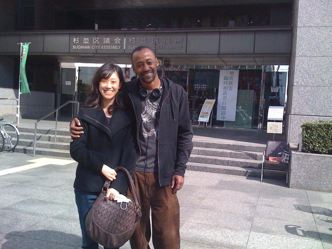 Tracy Jones and his wife on their wedding day in the Suginami area of Tokyo, Japan. 