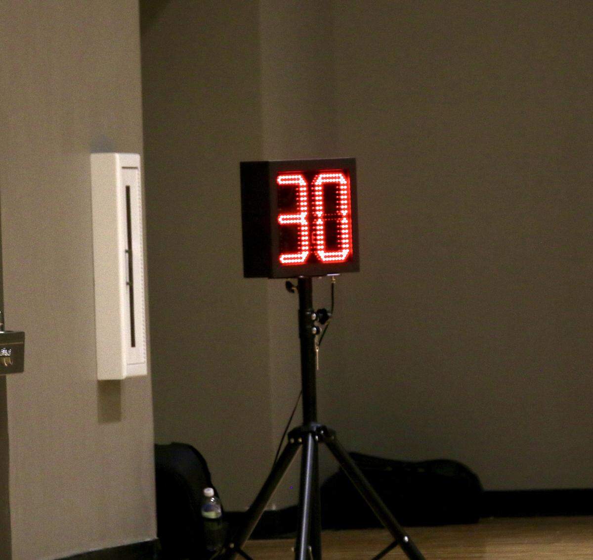 Phenom Hoops used a shot clock at a high school basketball tournament at Carmel Christian.
