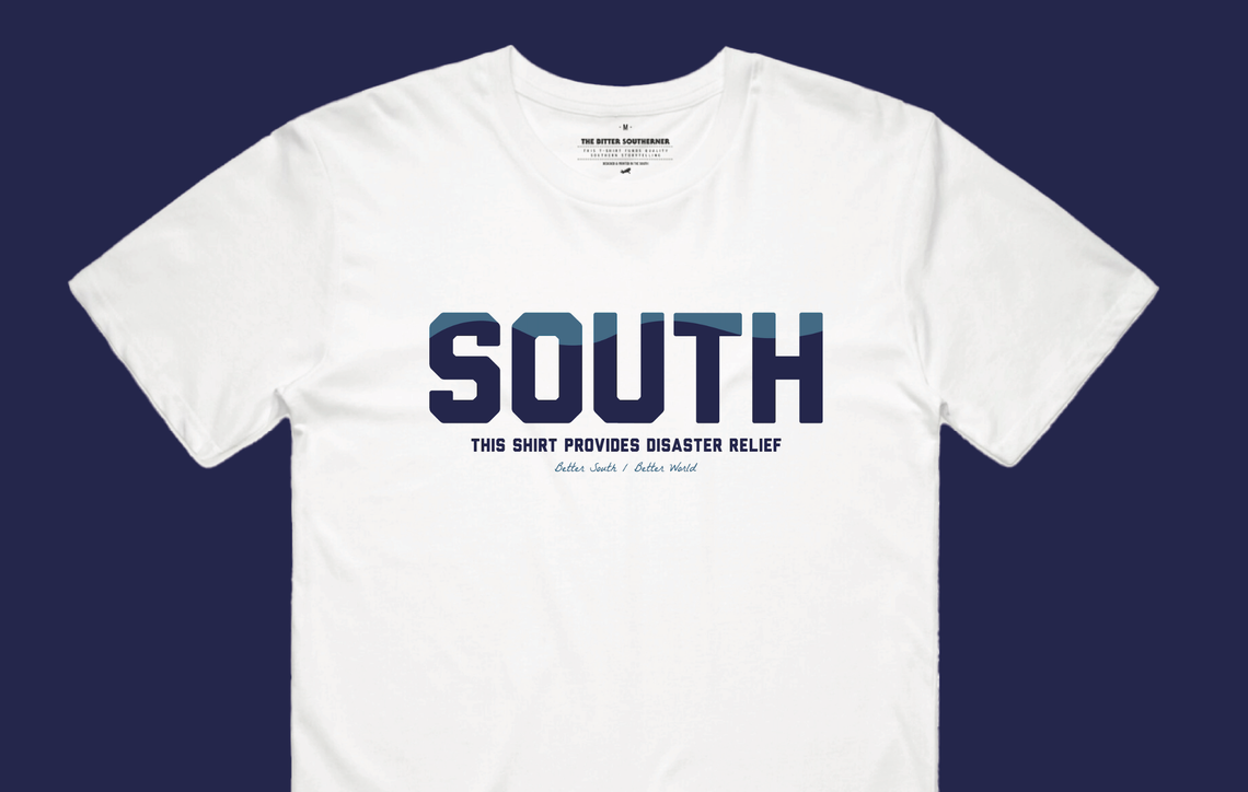 Sales of the Bitter Southerner General Store’s The South – Disaster Relief Shirt are now going to World Central Kitchen.