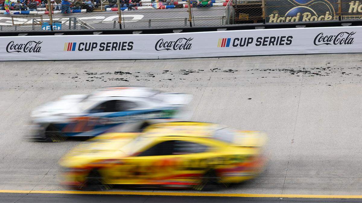 Mar 16, 2024; Bristol, Tennessee, USA; Tire debris at the top of the track during the NASCAR Food City 500 at Bristol Motor Speedway.