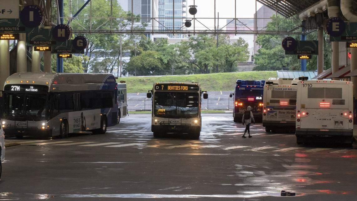 Bus drivers are in high demand and ridership is at a low at the Charlotte Transportation Center on Monday, July 12, 2021.