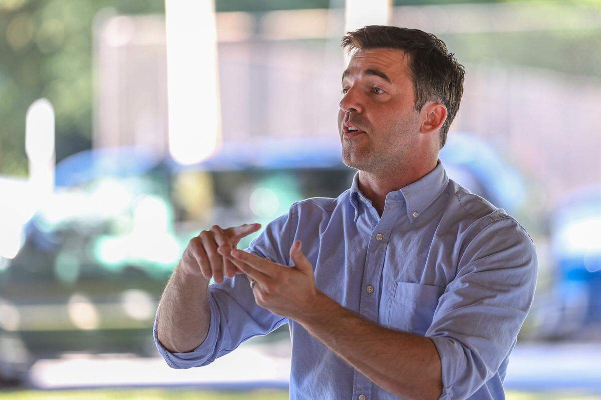 N.C. state Sen. Jeff Jackson, shown in Albemarle in June, chose to withdraw from the Democratic race for the U.S. Senate nomination than go negative against former state Supreme Court Chief Justice Cheri Beasley.