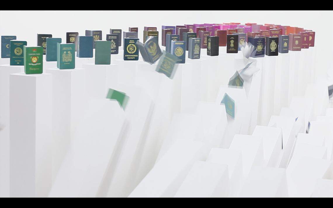 A still from Tintin Wulia’s Fallen. Wulia is a Baik Art resident at Davidson College.