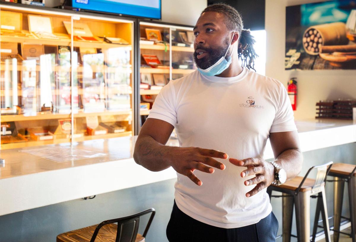 Xavian Seiferth has tried every cigar, or a variation of each cigar, that is for sale at Sticks and Beans. The business was inspired by the co-owners’ love for cigars and coffee.