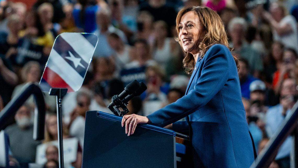 Vice President Kamala Harris speaks at the Harris for President Campaign Rally on Tuesday July 23, 2024 at West Allis Central High School in West Allis, Wis.