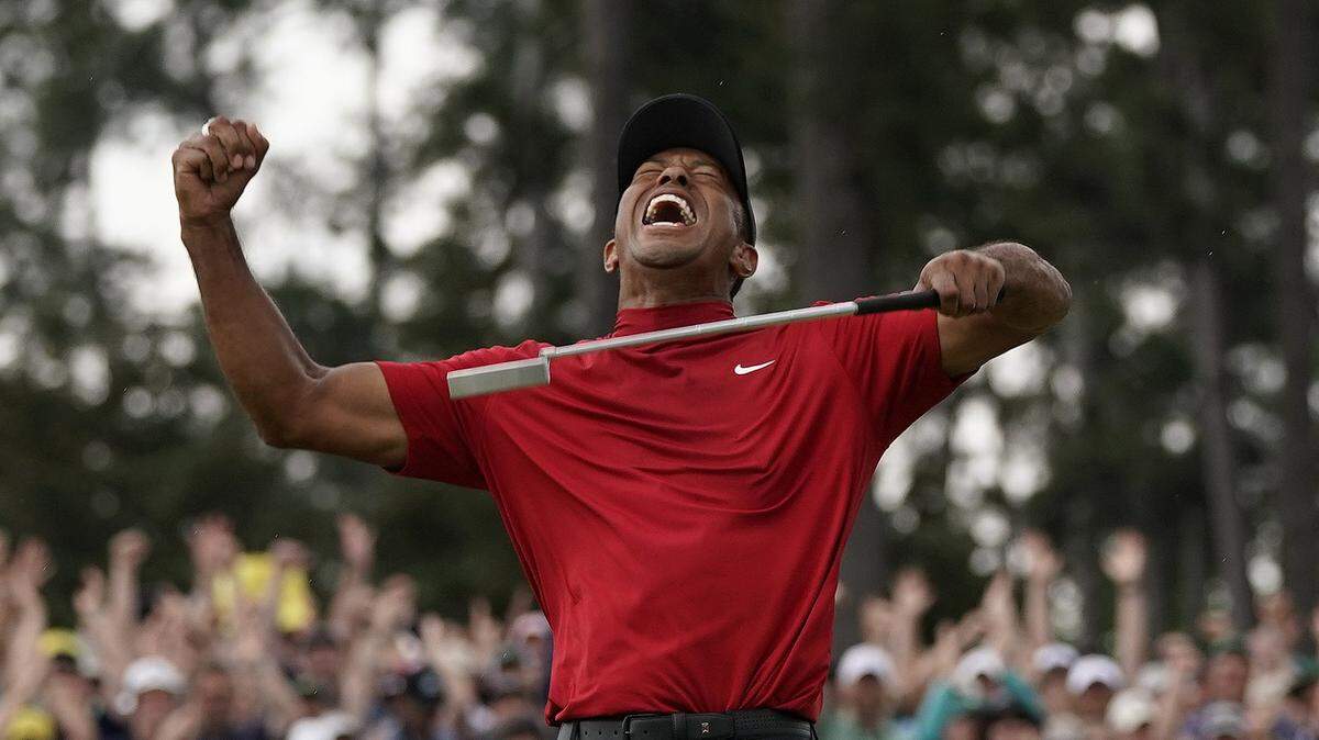 Tiger Woods reacts as he wins the Masters golf tournament Sunday, April 14, 2019, in Augusta, Ga. (AP Photo/David J. Phillip)