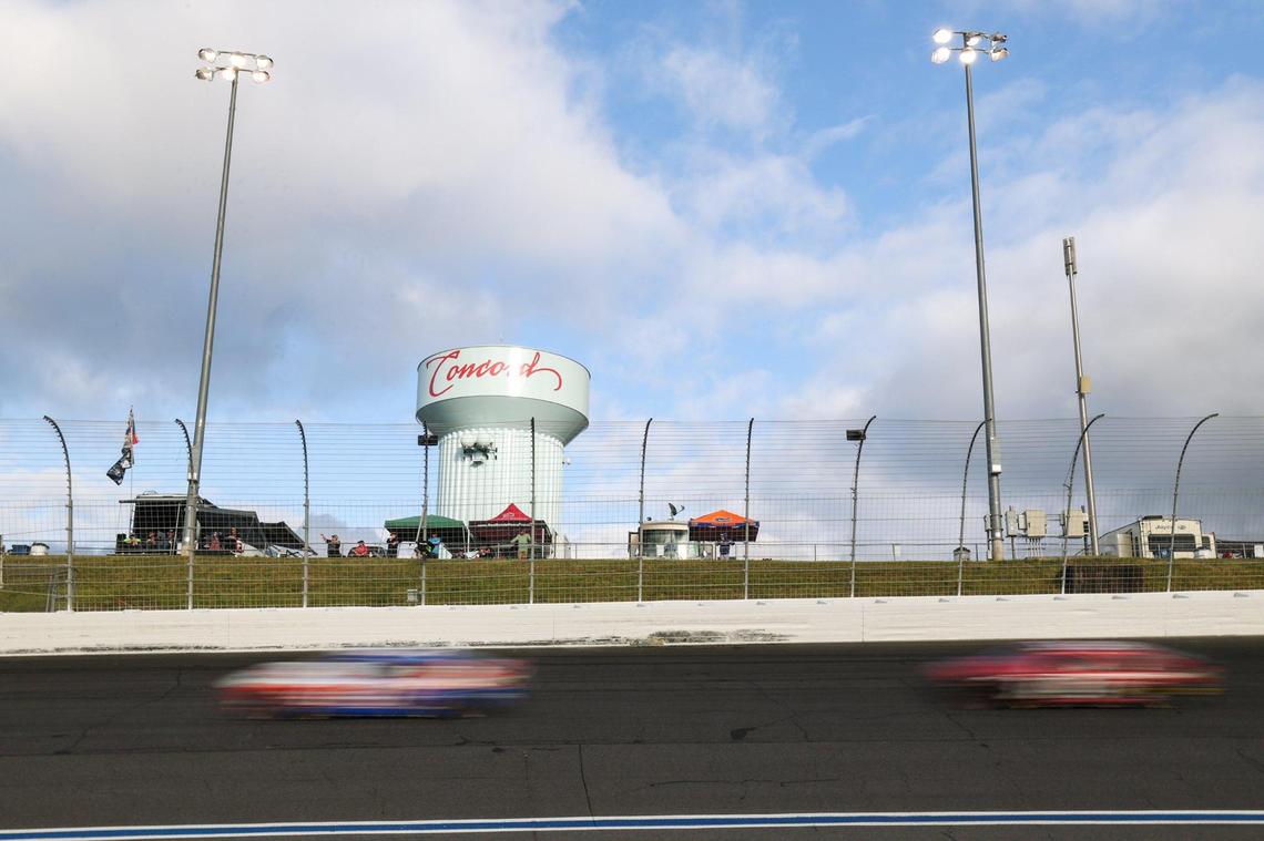 Drivers round turn two during the Coca-Cola 600 on Monday, May 29, 2023 at Charlotte Motor Speedway.