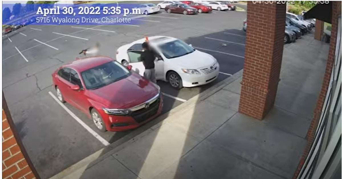 Video released by the Charlotte-Mecklenburg Police Department on Thursday, May 12, 2022, shows two juveniles firing multiple rounds outside a Charlotte convenience store on April 30, 2022.