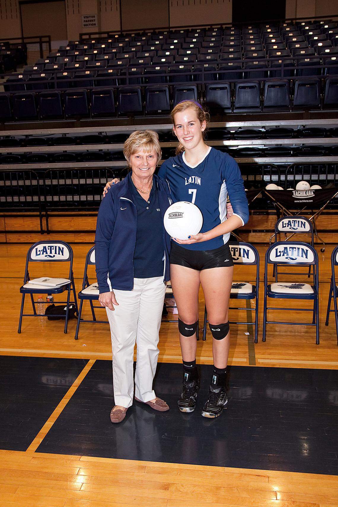 Eve Davis with her Charlotte Latin coach, Suzie Pignetti. 
