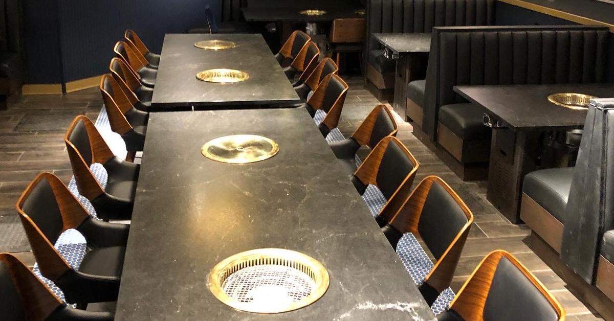 At MOA, guests do the cooking themselves at a tabletop grill.