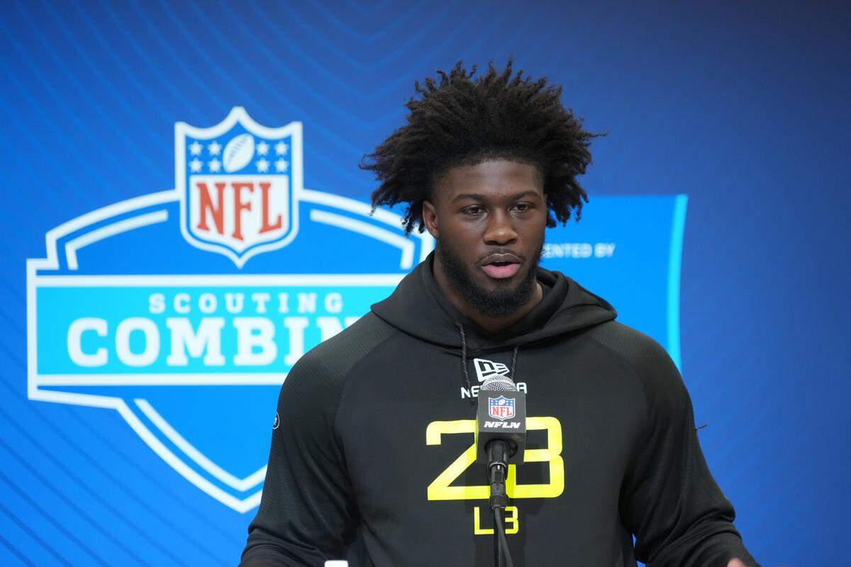 Georgia linebacker Jalon Walker during the 2025 NFL Scouting Combine at the Indiana Convention Center.