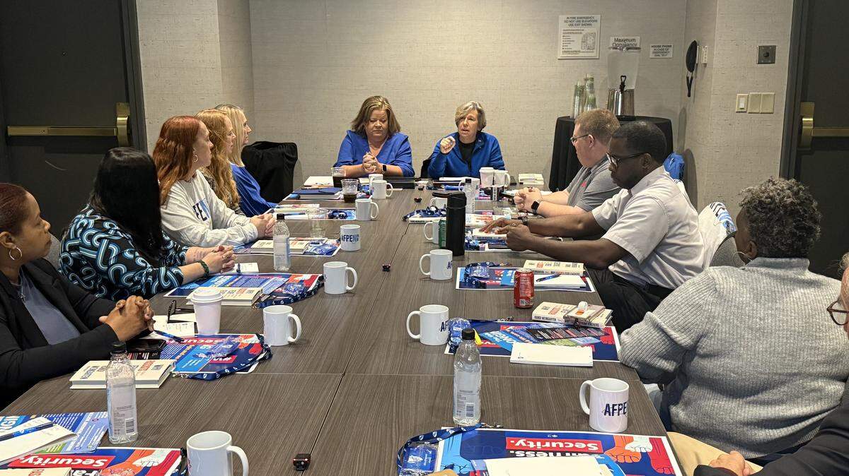 AFT President Randi Weingarten addresses the The American Federation of Professional Educators of North Carolina board in Charlotte on Tuesday, Oct. 14, 2025.