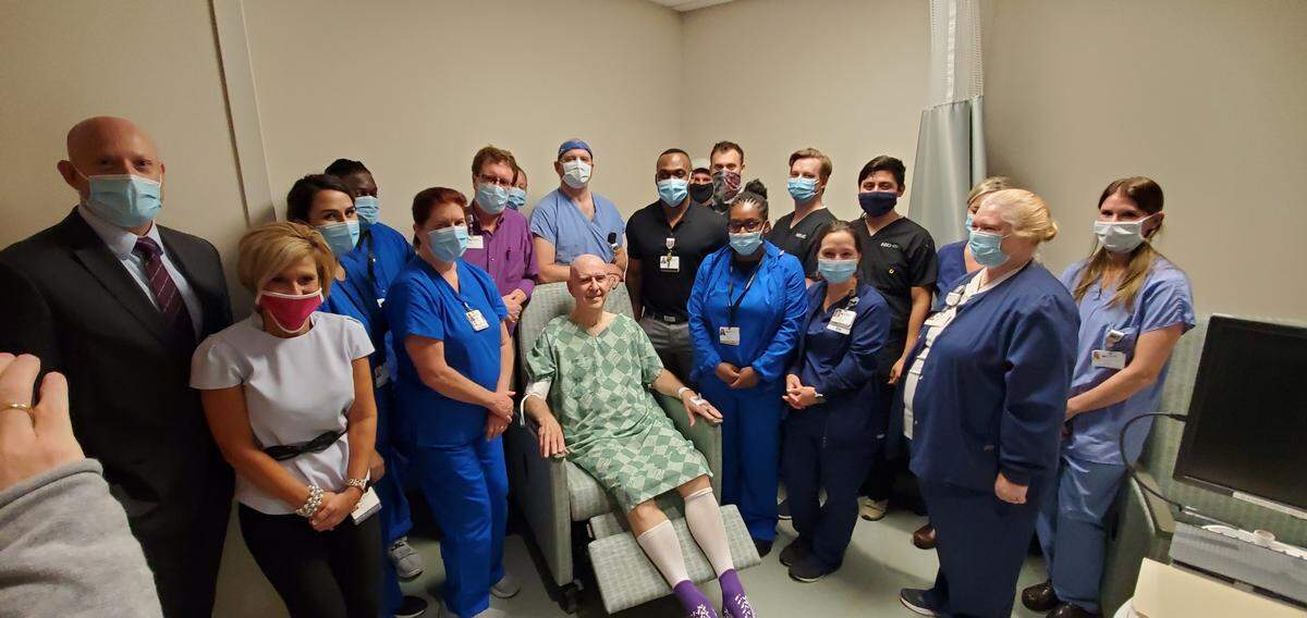 Luther “Larry” Hicks and his care team at Novant Health Mint Hill Medical Center.
