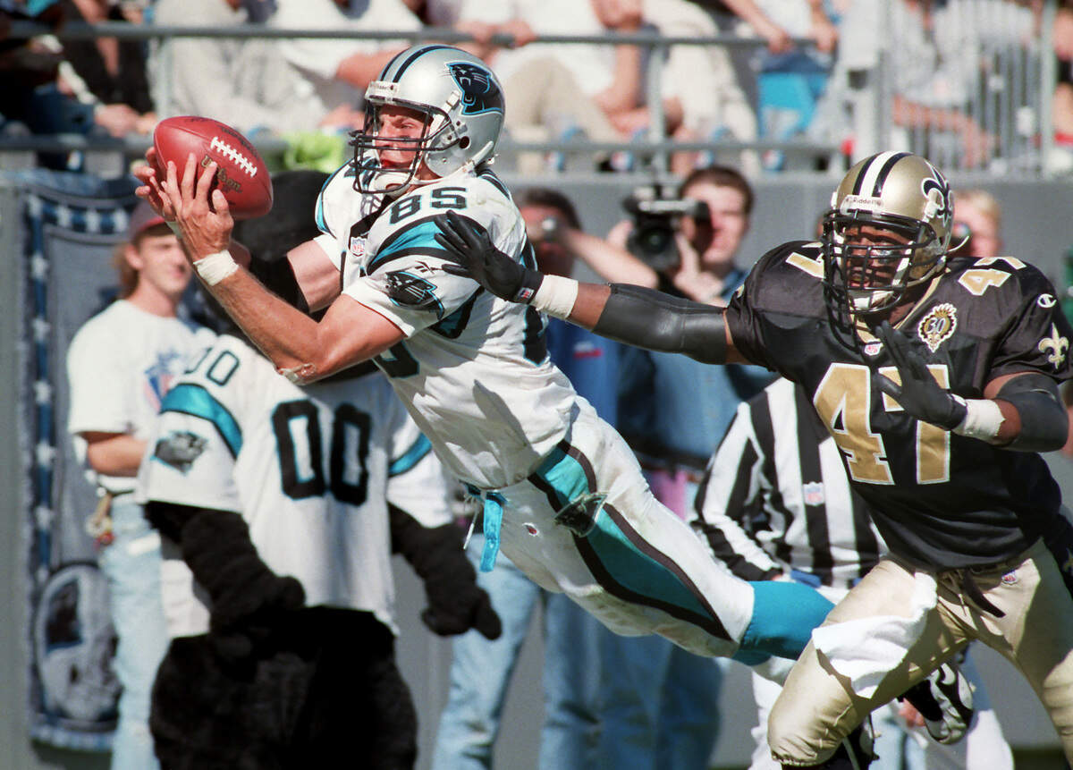 Tight end Wesley Walls, shown here in 1996, had some of the best hands of any Panther receiver. He made the Pro Bowl five times in seven years with Carolina.