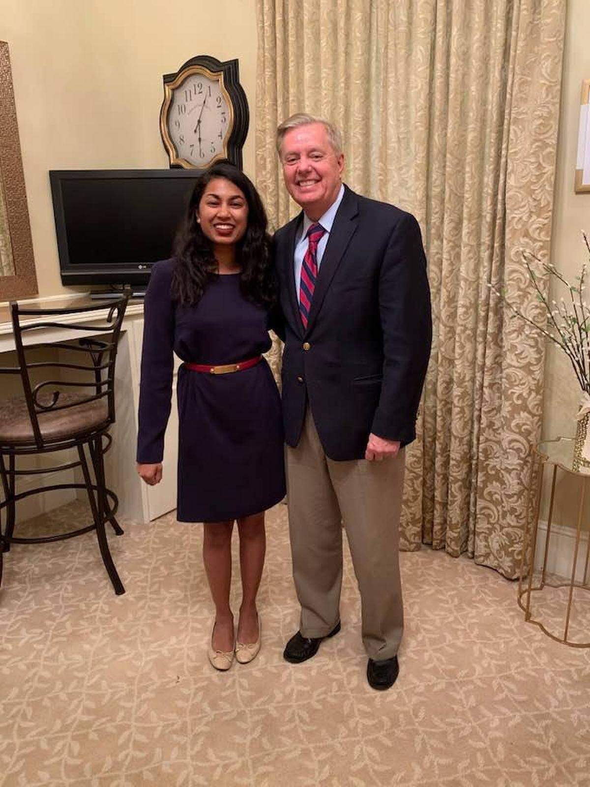 Maya Pillai with Senator Lindsey Graham.