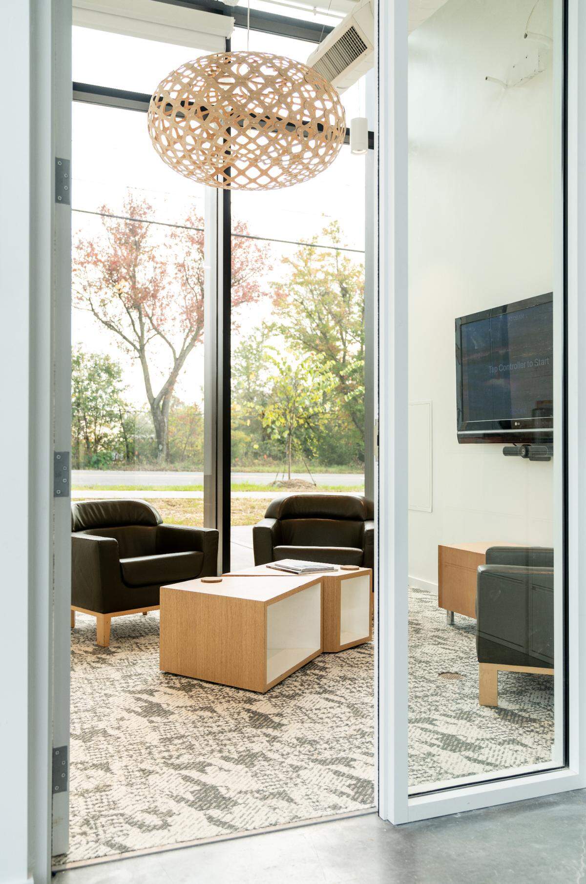 The conference rooms at Wray Ward’s new offices have screens that can be used for Zoom to allow employees and clients to join meetings virtually.