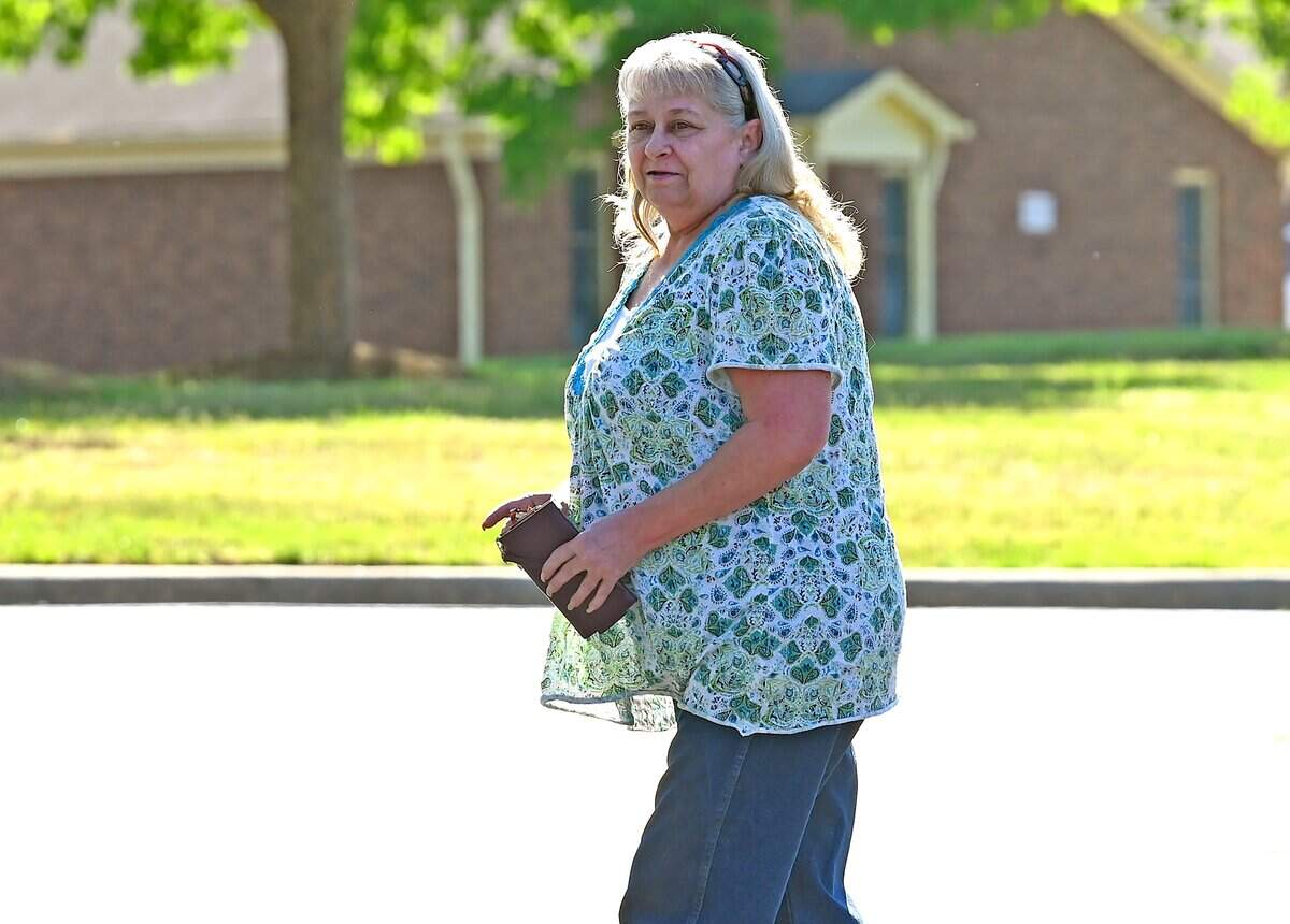 Michele Smith leaves the Rockingham County courthouse on April 23, 2026. The case against her has now been dismissed.