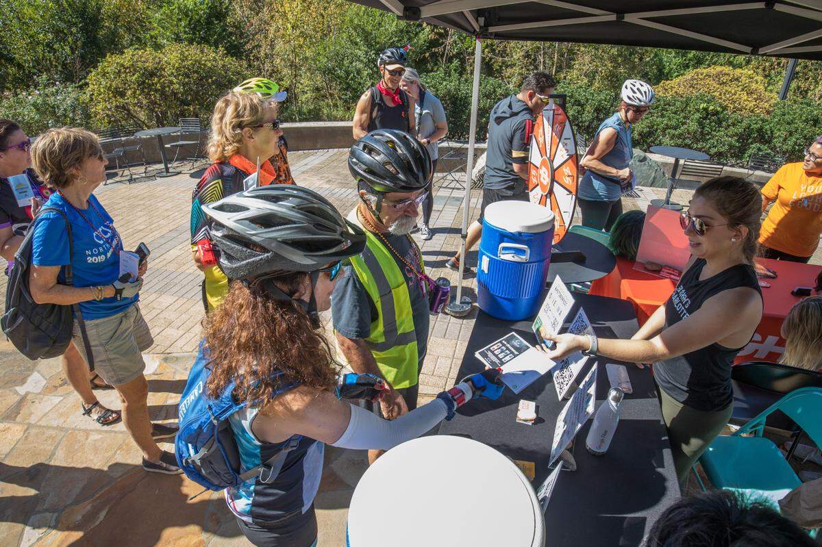 At Biketoberfest event, meet representatives from Charlotte’s bike-accessible local businesses, parks and greenways. Shown above is Biketoberfest in 2019.