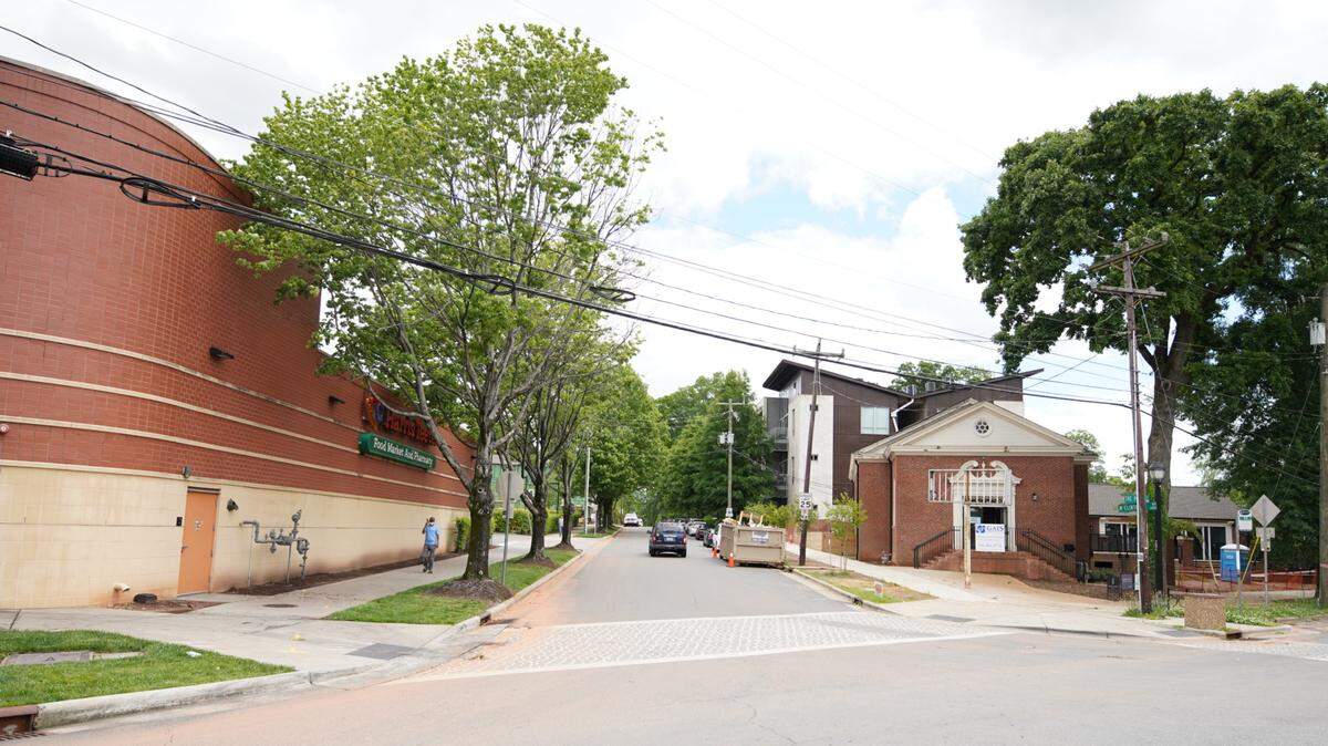 Starting May 9, the city of Charlotte will close McClintock Road from The Plaza to Morningside Drive to thru-traffic so people can use the street for exercise. The Shared Streets program is designed to support social distancing and pedestrian/bicycle safety during the coronavirus pandemic. Shown here is McClintock at The Plaza.