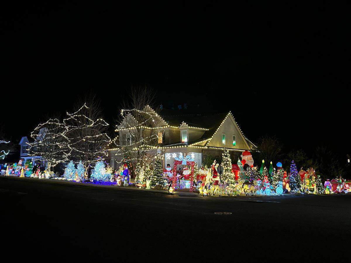 1252 Stonecrest Blvd., Tega Cay, SC, sits on a corner and wraps its display around both sides of the yard.
