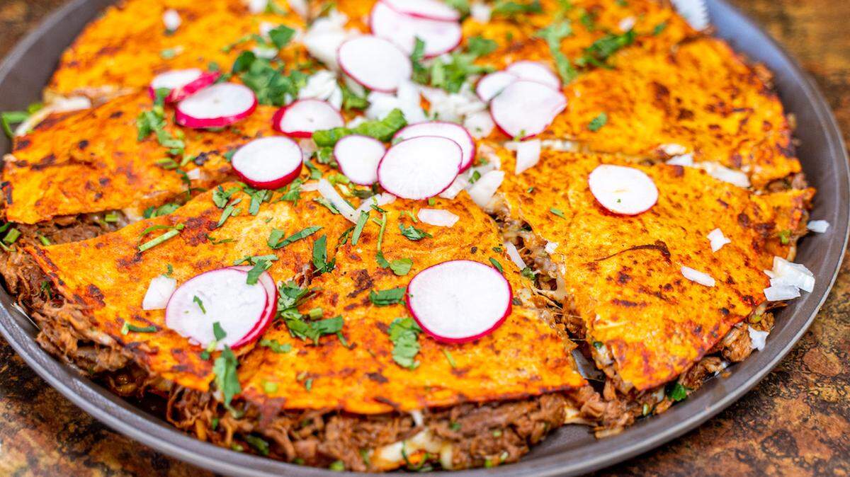 The birria pizza at Maria’s Mexican.