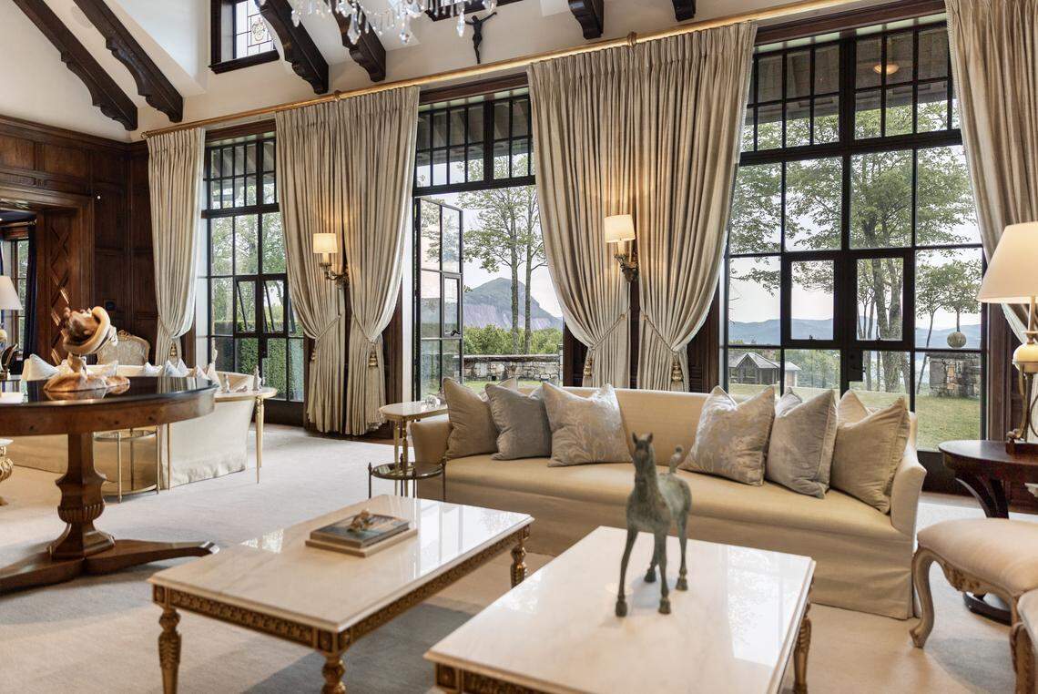 The property sits on more than 25 acres and offers panoramic views of the Blue Ridge Mountains.