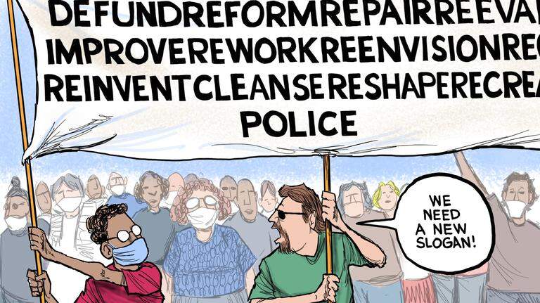 Kevin Siers cartoon: What does ‘Defund Police’ mean?