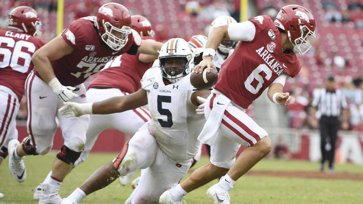 Auburn tackle Derrick Brown (5) would be an ideal fit on the Carolina Panthers’ defensive line.