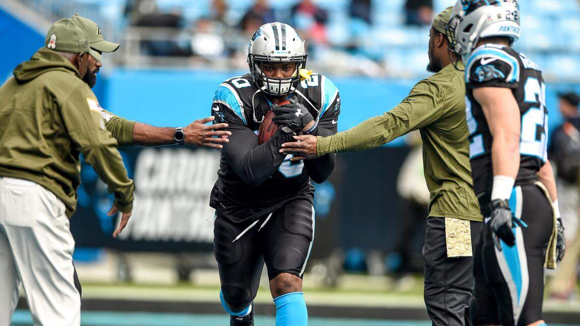 Carolina Panthers running back C.J. Anderson (20) was waived by the Panthers on Monday afternoon after seeing much less playing time than either he or the team expected this season.