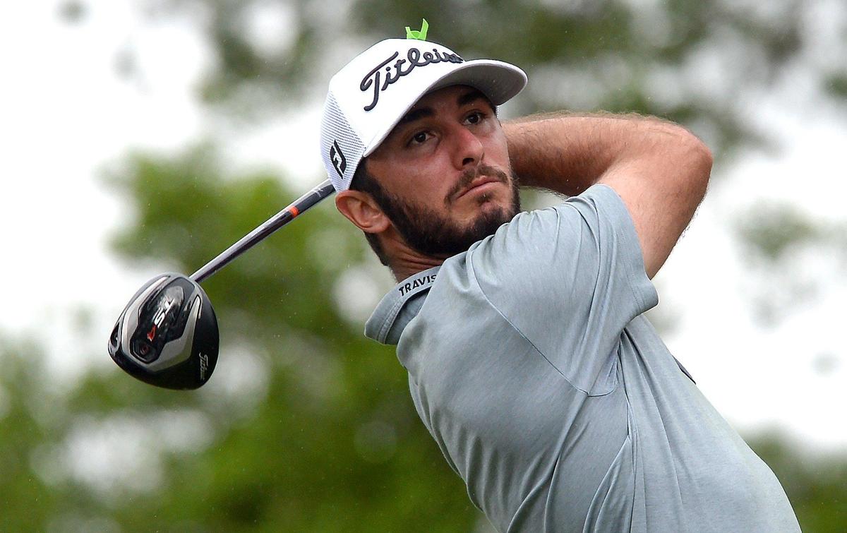 Max Homa watches his drive from the third tee during the final round Sunday at Quail Hollow. Homa’s errant driving was his primary problem during a 2017 season when he missed the cut in 15 of the 17 PGA Tour events he played.