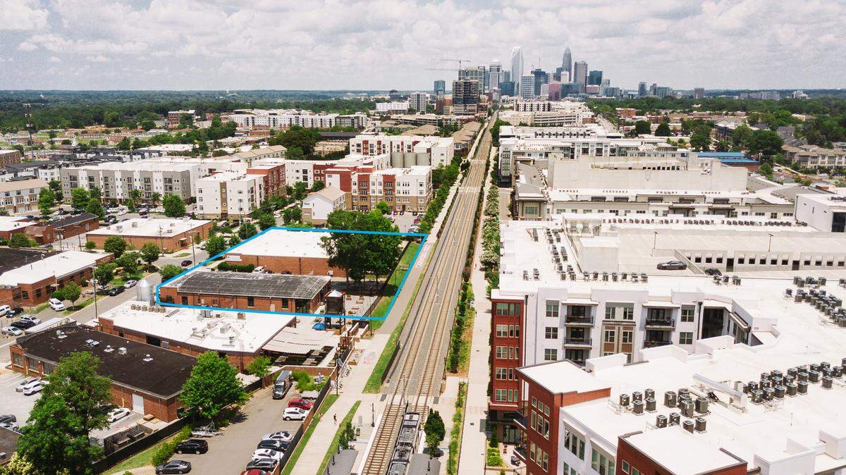 A planned mixed use office and retail tower is going up next to Suffolk Punch in South End, and outlined in blue.
