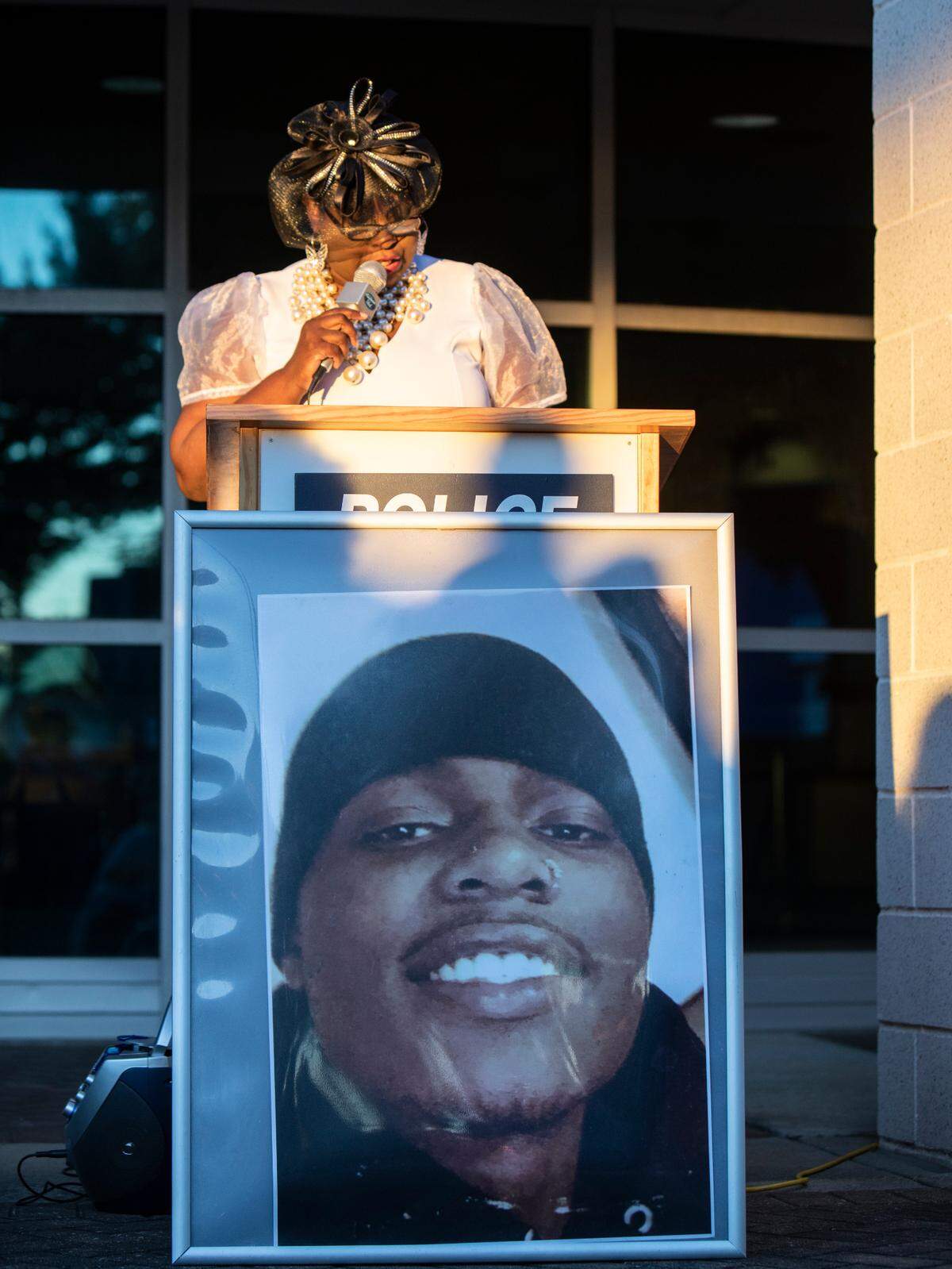Clydia Hemingway talks about the loss of her son, Donqwavias Davis, at the National Day of Remembrance for Murder Victims on Friday September 23, 2022 in Charlotte, NC.