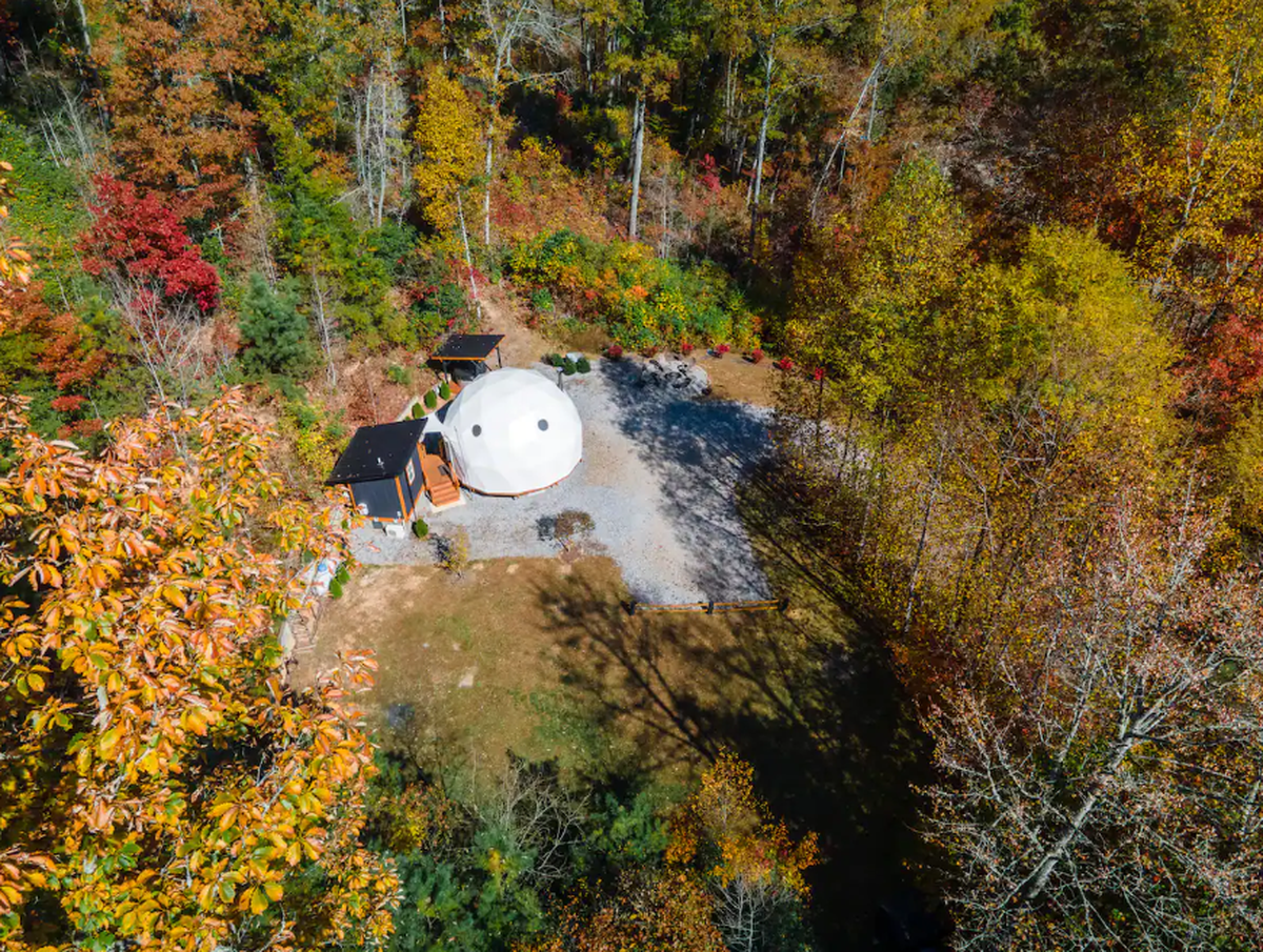 The “Smoky Mtn Dome” Airbnb in Whittier, NC.