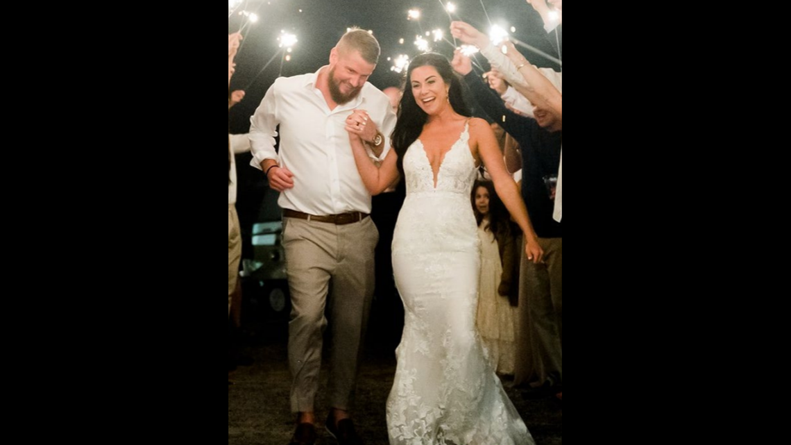 A woman went bar hopping before crashing her car into a newlyweds’ golf cart, killing the bride in South Carolina, the groom’s lawsuit says.