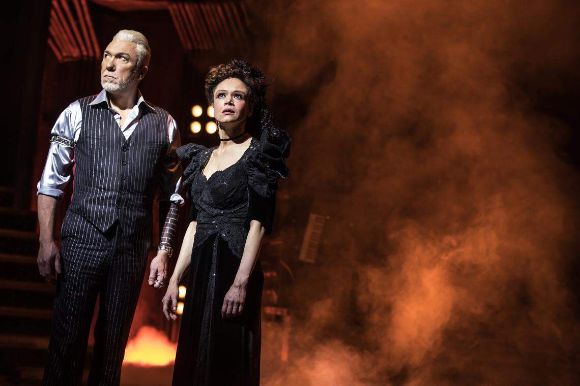 Patrick Page and Amber Gray as Hades and his wife, Persephone, in the musical “Hadestown.” Both received Tony nominations in 2019 for their performances.