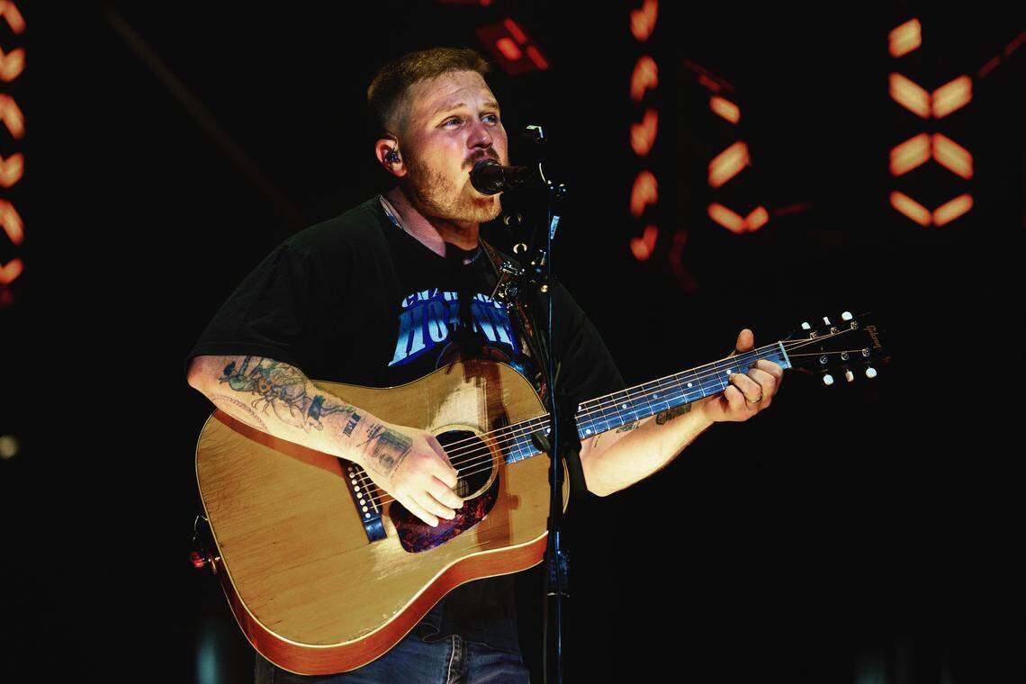 Zach Bryan performs at Bank of America Stadium in Charlotte on Saturday night.
