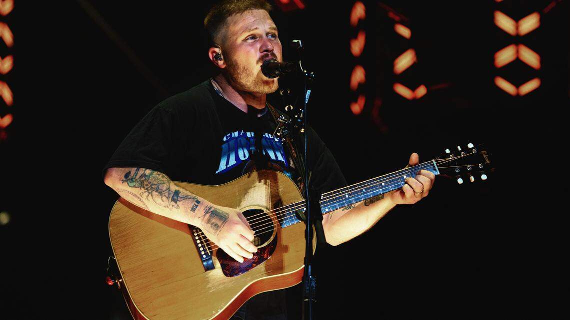 Zach Bryan performs at Bank of America Stadium in Charlotte on Saturday night.