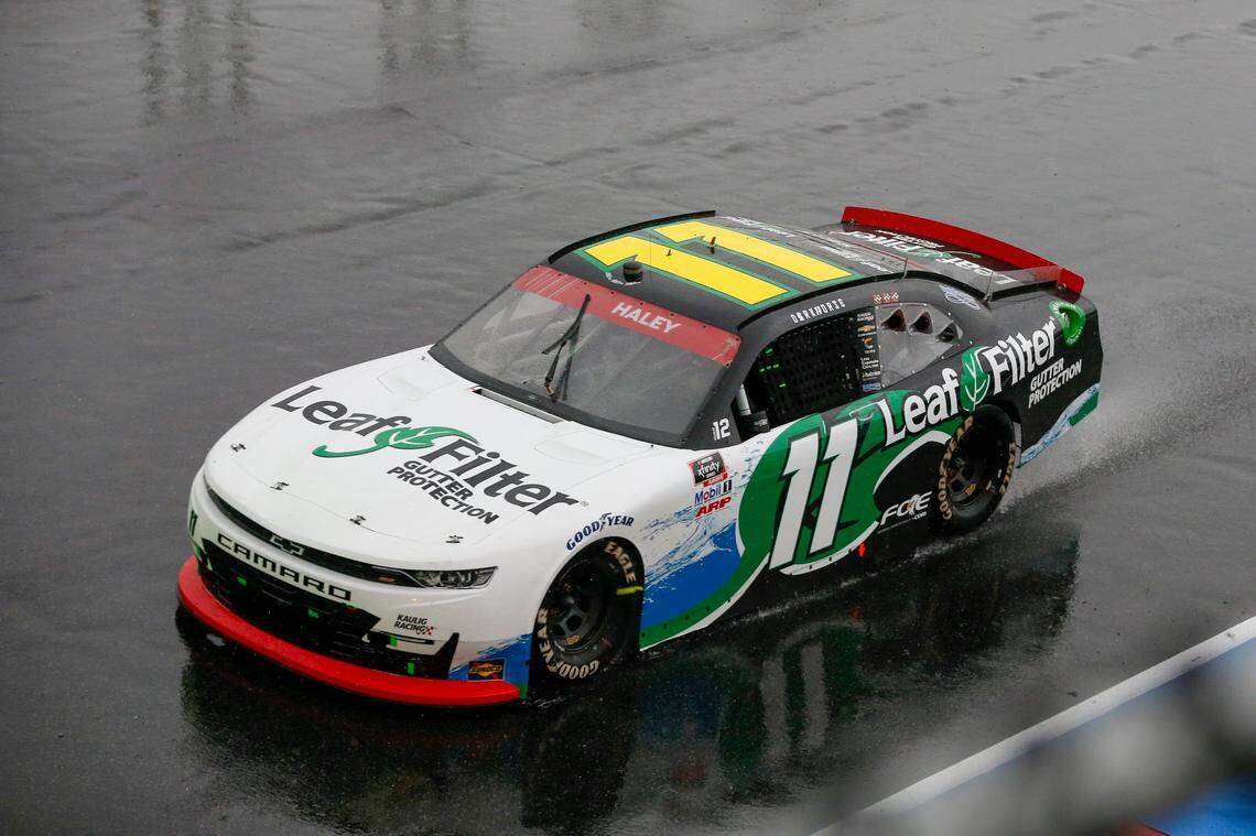 Justin Haley competes in the NASCAR Xfinity Series auto race at Charlotte Motor Speedway in Concord, N.C., Saturday, Oct. 10, 2020. (AP Photo/Nell Redmond)