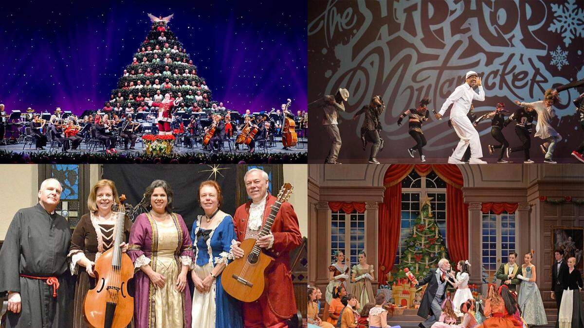 There are plenty of plays, dance performances and concerts dedicated to the spirit of the season, sacred or secular, in Charlotte. Clockwise from top left: Charlotte Symphony Orchrestra’s “Magic of Christmas,” “The Hip Hop Nutcracker,” Charlotte Ballet’s “Nutcracker” and Carolina Pro Musica’s “Christmas at St. Mary’s.”